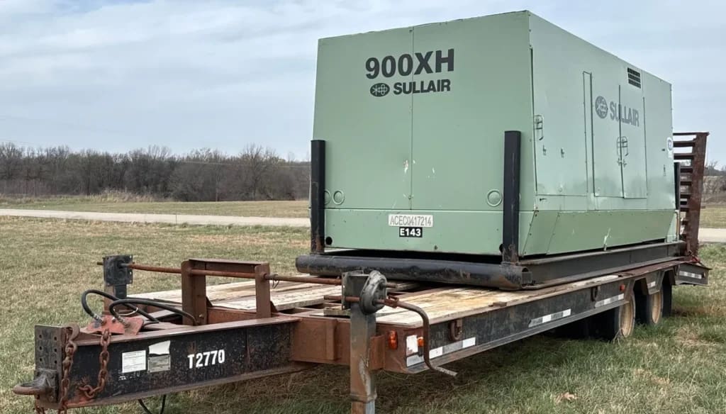 1998 Belshe T10 equipment trailer and air compressor listing photo